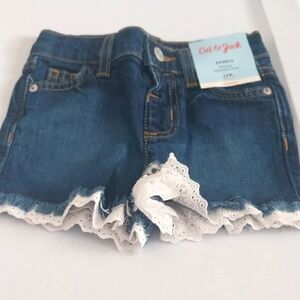 Cat & Jack Blue Denim Shorts with White Lace Trim